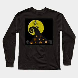 painted nightmare before christmas (silhouettes in the moonlight) Long Sleeve T-Shirt